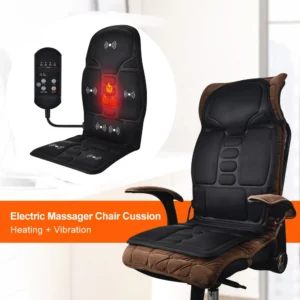 Electric Back Massager, Infrared Full-Body Massage Chair Cushion, Heating Vibrator Mat for Car/Home/Office, Lumbar & Neck Massage Mattress