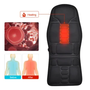 Electric Back Massager, Infrared Full-Body Massage Chair Cushion, Heating Vibrator Mat for Car/Home/Office, Lumbar & Neck Massage Mattress