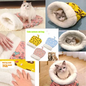 Autumn and Winter Warm Cat Kennel, Closed Cat Bed, Cute Cat Sleeping Bag, Christmas Essential Pet Supplies