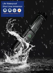 LED Camping Torch Flashlight, High Power, Rechargeable USB Spotlight, Zoom Lantern, Built-in Battery, for Fishing, Outdoor, Waterproof