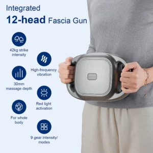 Professional Deep Tissue Massage Gun 12 Heads 9 Speeds - 42kg Thrust High Power Percussion Muscle Massager for Back & Neck Pain Relief - Cordless