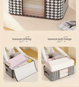 Large Clear Foldable Storage Box with Handles and Zipper, Dustproof Clothes Organizer for Home