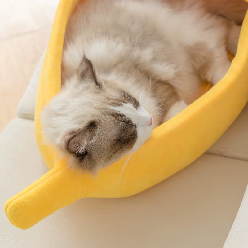 Winter Banana Cat Bed House, Funny Cute Cozy Cat Mat Beds, Warm Durable Portable Pet Basket Kennel, Dog Cushion, Cat Supplies Winter Banana Cat Bed House, Funny Cute Cozy Cat Mat Beds, Warm Durable Portable Pet Basket Kennel, Dog Cushion, Cat Supplies - Image 4