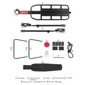 Quick Release, Adjustable Bike Bicycle Cargo Rack, Rear Rack for MTB, Road Bicycle, Luggage Carrier with Mudguard Quick Release, Adjustable Bike Bicycle Cargo Rack, Rear Rack for MTB, Road Bicycle, Luggage Carrier with Mudguard