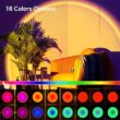1pc Vibrant Sunset Projection Light, 16-Color Spectrum, USB Remote Control, Dynamic Color-Changing LED Light