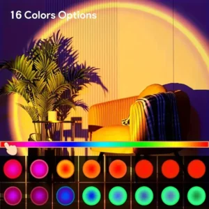 1pc Vibrant Sunset Projection Light, 16-Color Spectrum, USB Remote Control, Dynamic Color-Changing LED Light
