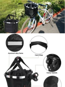 Bicycle Front Basket, Bike Small Pet Dog Carry Pouch, 2-in-1 Detachable MTB Cycling Handlebar Tube Hanging, Fold Baggage Bag, 5KG Load Bicycle Front Basket, Bike Small Pet Dog Carry Pouch, 2-in-1 Detachable MTB Cycling Handlebar Tube Hanging, Fold Baggage Bag, 5KG Load
