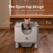 F6 Open-Top Self Cleaning Litter Box - Automatic Cat Toilet with Safety Sensors & Odor Control - No-Pinch Design