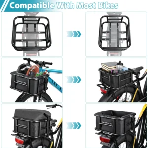 Rear Bike Basket, Bicycle Cargo Rack Bag, Large Capacity Front E-Bike Basket, Bike Baskets, Rear Rack for Outdoor Travel & Shopping Rear Bike Basket, Bicycle Cargo Rack Bag, Large Capacity Front E-Bike Basket, Bike Baskets, Rear Rack for Outdoor Travel & Shopping