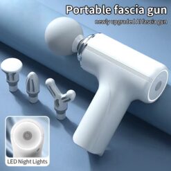 Portable Electric Massage Gun with 4 Interchangeable Heads & LED Light for Full Body Relaxation Electric Massage Gun