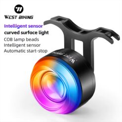 WEST BIKING Bicycle Tail Light, Smart Sensor Brake Rear Light, Waterproof, Colorful COB Bike Light, Cycling Safety Warning Taillight