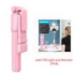 Portable Bluetooth Selfie, Stick Tripod Holder with Remote Shutter, Fill Light Extendable Wireless Remote, Retractable Phone Stand