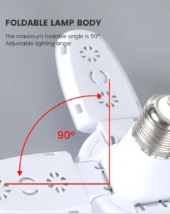 E27 Fan-Shape Foldable 28W LED Bulb, AC220V/110V Deformation Light for Home Ceiling Lights, Warehouse, Garage, White Leaf Light 6500K