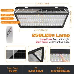 Super Bright Solar Wall Lamp, Solar Lights Outdoor, Solar-Powered Flood Lights with 3 Modes, IP65 Waterproof for Yard, Street, Outside