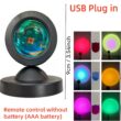 1pc Vibrant Sunset Projection Light, 16-Color Spectrum, USB Remote Control, Dynamic Color-Changing LED Light