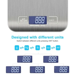 Digital Kitchen Scale, LED Stainless Steel, High-Precision Electronic Scales, Home Jewelry Food Weighing