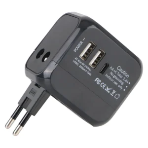 All-in-One Wall Travel Charger Adapter, US, EU, UK, AU Plugs with 2 USB & 1 Type C, Universal for Travel