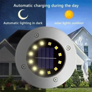 4 Pcs Solar Power Disk Light, Outdoor Garden Solar Underground Light, Deck Light Spotlight, Buried Solar LED Lamp