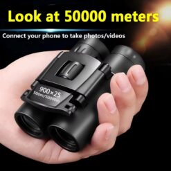 900x25 HD Zoom Portable Binoculars, Powerful Long-Range BAK4 Telescope, Folding Low-Light Binoculars for Hunting, Camping