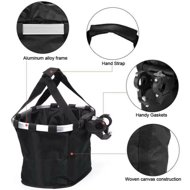 Bicycle Front Basket, Bike Small Pet Dog Carry Pouch, 2-in-1 Detachable MTB Cycling Handlebar Tube Hanging, Fold Baggage Bag, 5KG Load Bicycle Front Basket, Bike Small Pet Dog Carry Pouch, 2-in-1 Detachable MTB Cycling Handlebar Tube Hanging, Fold Baggage Bag, 5KG Load - Image 7