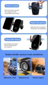 UYUXIO Wireless Car Charger, Air Vent Fast Charging Phone Holder