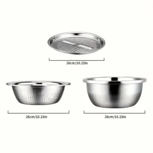 3PCS/1Set Vegetable Slicer, Stainless Steel Potato Slicer, Vegetable Washing Basin, Drain Basket, Multifunctional