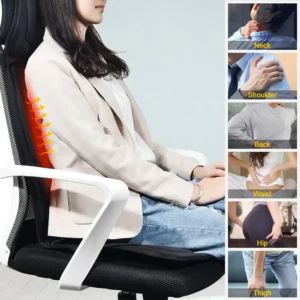 Electric Back Massager, Infrared Full-Body Massage Chair Cushion, Heating Vibrator Mat for Car/Home/Office, Lumbar & Neck Massage Mattress