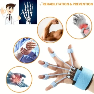 Finger Extensor Exerciser, Silicone Hand Grip Strengthening Trainer with Adjustable Resistance Band, Hand Expander for Enhancement