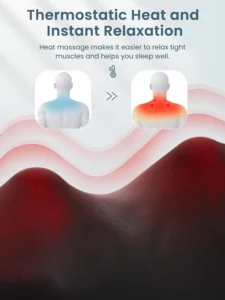 Rmssim Shiatsu Neck Back Massager with Heat - 3D Deep Kneading Massage Pillow for Shoulder Pain Relief - Home & Car Use Adapter
