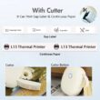 Mini Portable Wireless Inkless Thermal Printer, Bluetooth Pocket Label Maker, Home Study, with 1 Roll Stickable Label Paper