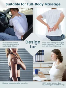 Rmssim Shiatsu Neck Back Massager with Heat - 3D Deep Kneading Massage Pillow for Shoulder Pain Relief - Home & Car Use Adapter
