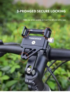 ThinkRider MTB Phone Mount Stand, Bicycle Holder, 270° Rotatable Aluminum Adjustable Bike Phone Holder, Non-Slip ThinkRider MTB Phone Mount Stand, Bicycle Holder, 270° Rotatable Aluminum Adjustable Bike Phone Holder, Non-Slip