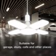 E27 Fan-Shape Foldable 28W LED Bulb, AC220V/110V Deformation Light for Home Ceiling Lights, Warehouse, Garage, White Leaf Light 6500K