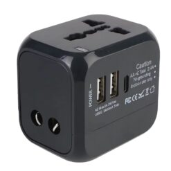 All-in-One Wall Travel Charger Adapter, US, EU, UK, AU Plugs with 2 USB & 1 Type C, Universal for Travel