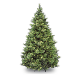 National Tree Company 6.5 ft Pre-Lit Carolina Pine Artificial Christmas Tree, 650 Clear Lights, 911 Tips, Pinecones, Includes Stand, Green