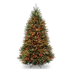 National Tree Company 7 ft Pre-Lit Dunhill Fir Full Artificial Christmas Tree, 700 Multicolor Lights, 2,144 Tips, Includes Stand, Green