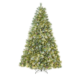 Best Choice Products 9ft Pre-Lit Scotch Pine Christmas Tree, Premium Frosted Pre-Decorated Artificial Holiday Decor