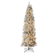 Best Choice Products Flocked Pencil Christmas Tree, Pre-Lit Slim Artificial Holiday Decoration, 12ft Lighted Skinny w/Base, Warm White Lights