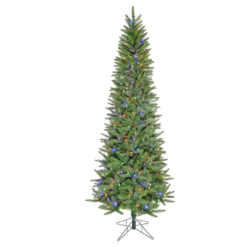 Fraser Hill Farm 9-ft. Winter Falls Slim Christmas Tree with 8 Function Dual Multicolor & Warm White LED Lights, Artificial Tree