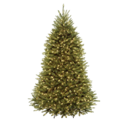 National Tree Company 7.5 ft Pre-Lit Dunhill Fir Artificial Christmas Tree, 700 LED Lights, 2,514 Tips, Foot Pedal, 10 Light Functions, Includes Stand, Green