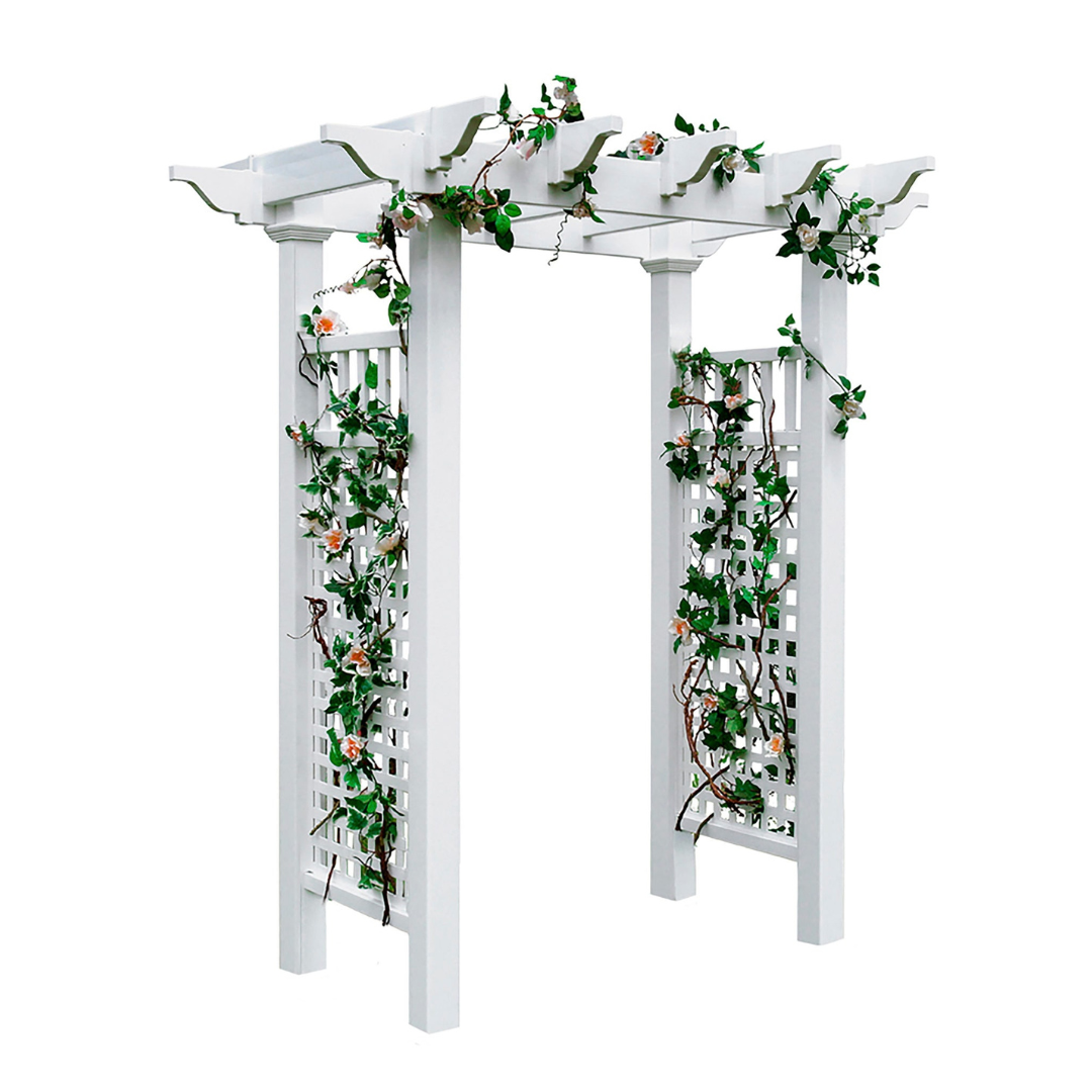 Vita Classic 4.83-ft W x 7.21-ft H Flat White PVC Garden Arbor Vita Classic 4.83-ft W x 7.21-ft H Flat White PVC Garden Arbor