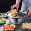 3PCS/1Set Vegetable Slicer, Stainless Steel Potato Slicer, Vegetable Washing Basin, Drain Basket, Multifunctional