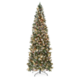 Best Choice Products 12ft Pre-lit Pencil Christmas Tree, Partially Flocked & Frosted Slim Holiday Tree Decoration