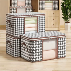 Large Clear Foldable Storage Box with Handles and Zipper, Dustproof Clothes Organizer for Home