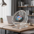 Mini 3D Holographic Projector Fan, Desktop LED Advertising Machine, Hologram Picture & Video Display, Remote Control with Stand