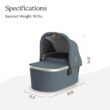 UPPAbaby Bassinet V3 - Compatible with Vista, Cruz, Ridge Strollers - Callum (Stone Blue/Silver Frame) UPPAbaby Bassinet V3 - Compatible with Vista, Cruz, Ridge Strollers - Overnight Sleep Solution - Mattress, Sheet and Bug Shield Included - Callum (Stone Blue/Silver Frame)
