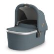 UPPAbaby Bassinet V3 - Compatible with Vista, Cruz, Ridge Strollers - Overnight Sleep Solution - Mattress, Sheet and Bug Shield Included - Callum (Stone Blue/Silver Frame)