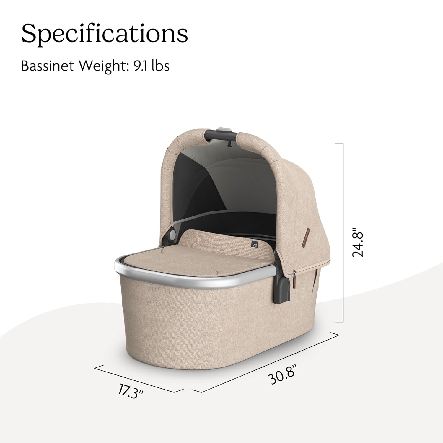UPPAbaby Bassinet V3 - Compatible with Vista, Cruz, Ridge Strollers - Declan (Oat Mélange/Silver Frame) UPPAbaby Bassinet V3 - Compatible with Vista, Cruz, Ridge Strollers - Overnight Sleep Solution - Mattress, Sheet and Bug Shield Included - Declan (Oat Mélange/Silver Frame)