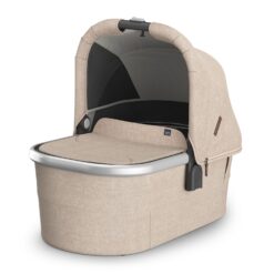 UPPAbaby Bassinet V3 - Compatible with Vista, Cruz, Ridge Strollers - Overnight Sleep Solution - Mattress, Sheet and Bug Shield Included - Declan (Oat Mélange/Silver Frame)