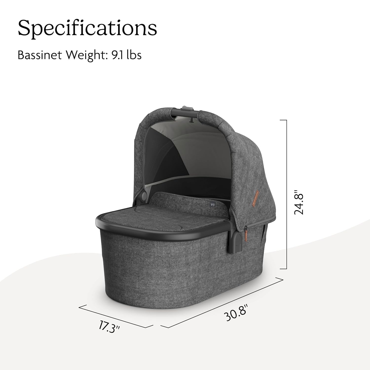 UPPAbaby Bassinet V3 - Compatible with Vista, Cruz, Ridge Strollers - Greyson (Charcoal Mélange/Carbon Frame) UPPAbaby Bassinet V3 - Compatible with Vista, Cruz, Ridge Strollers - Overnight Sleep Solution - Mattress, Sheet and Bug Shield Included - Greyson (Charcoal Mélange/Carbon Frame)